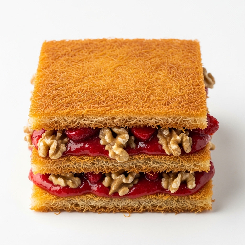 Sugar-Free Strawberry Kunafa Layers