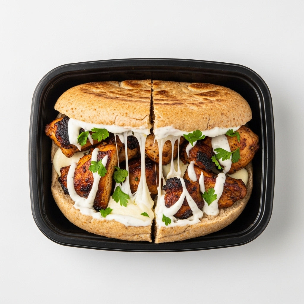 Whole Grain Hawawshi with Grilled Chicken Thigh & Mozzarella